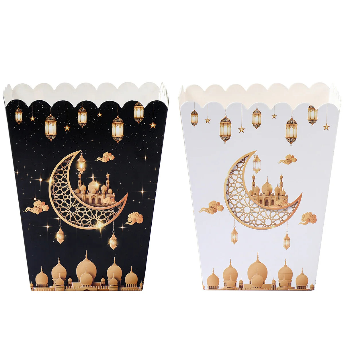 EID Mubarak Popcorn Box Biscuit Gift Box Ramadan Decoration 2025 For Home EID Mubarak Islamic Muslim Party Decor Eid al-Fitr