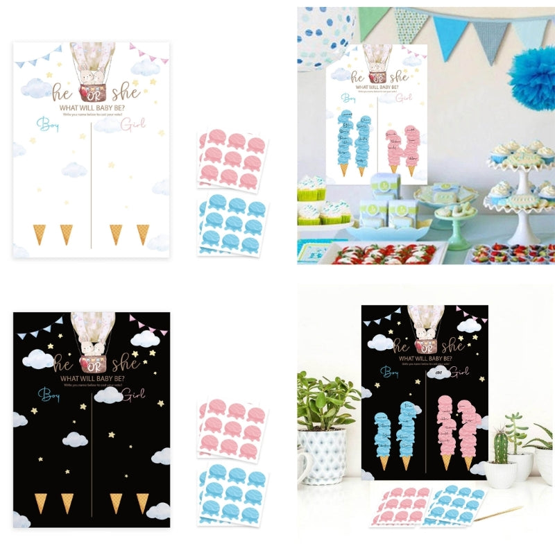M5TF Gender Reveal Party Baby Gender Reveal Poster with 36pcs Boy and Girl Stickers
