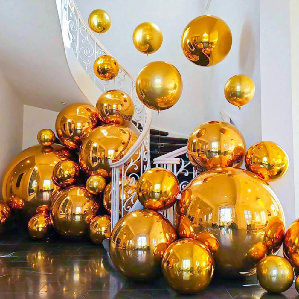 4D Foil Balloons Holographic Round Balloon for Birthday Bachelor Party and Christmas Gift Decoration Valentine's Day Baby Shower