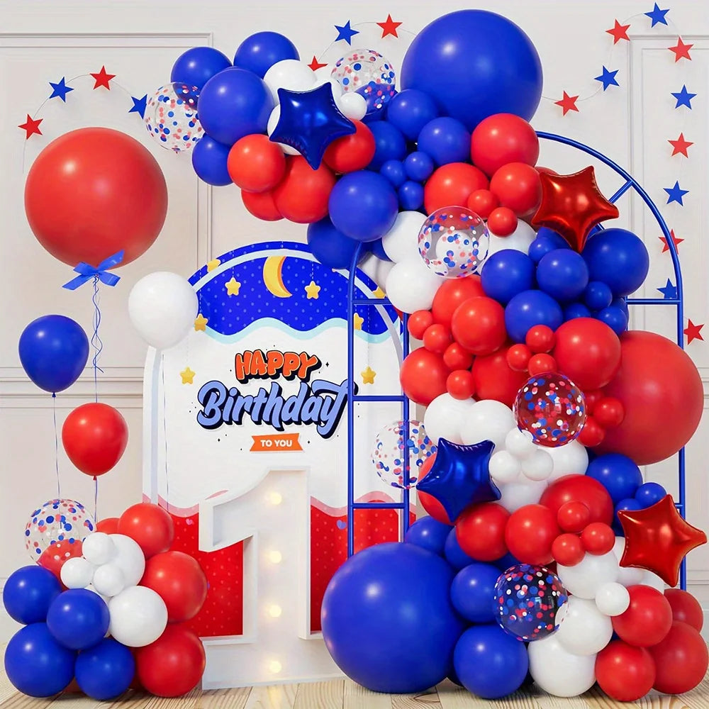 140PCS Independence Day Balloon Garland Arch Kit, Fourth of July, Birthday Party, Anniversary, Indoor and Outdoor Decorations