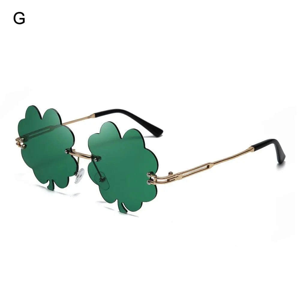1pc St. Patrick's Day Irish Shamrock Sunglasses Green Four Leaf Clover Leprechaun Costume Glasses Party DIY Decor Supplies