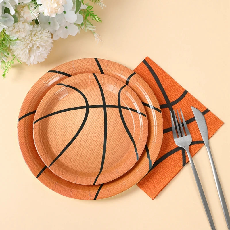 Basketball Birthday Decoration Disposable Tableware Basketball Party Paper Plates Napkins Basketball Birthday Baby Shower Decor