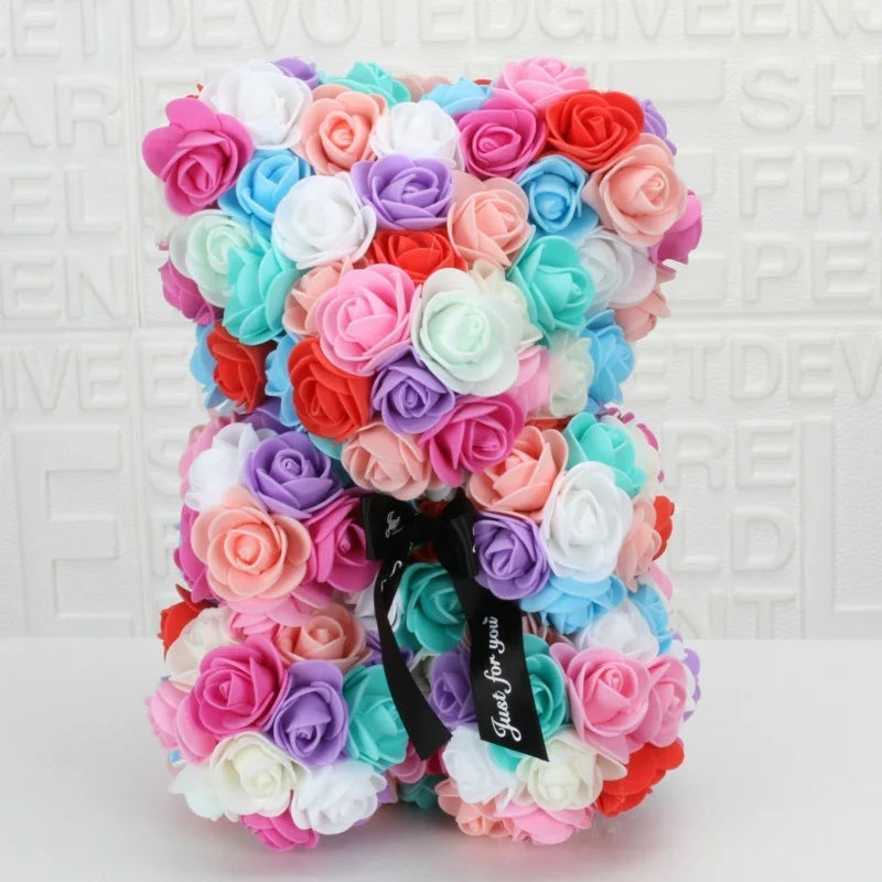 Romantic Valentine's DayCreative Eternal Flower Rose Bear Christmas Gift Rose Bear Hug Bear Wedding Flower Decoration Gift