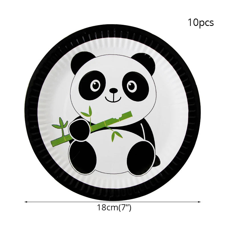 Panda Theme Party Decoration Kids Birthday Party Supplies Cute Panda Disposable Tableware Banner Cookie Bag Baby Shower Decor