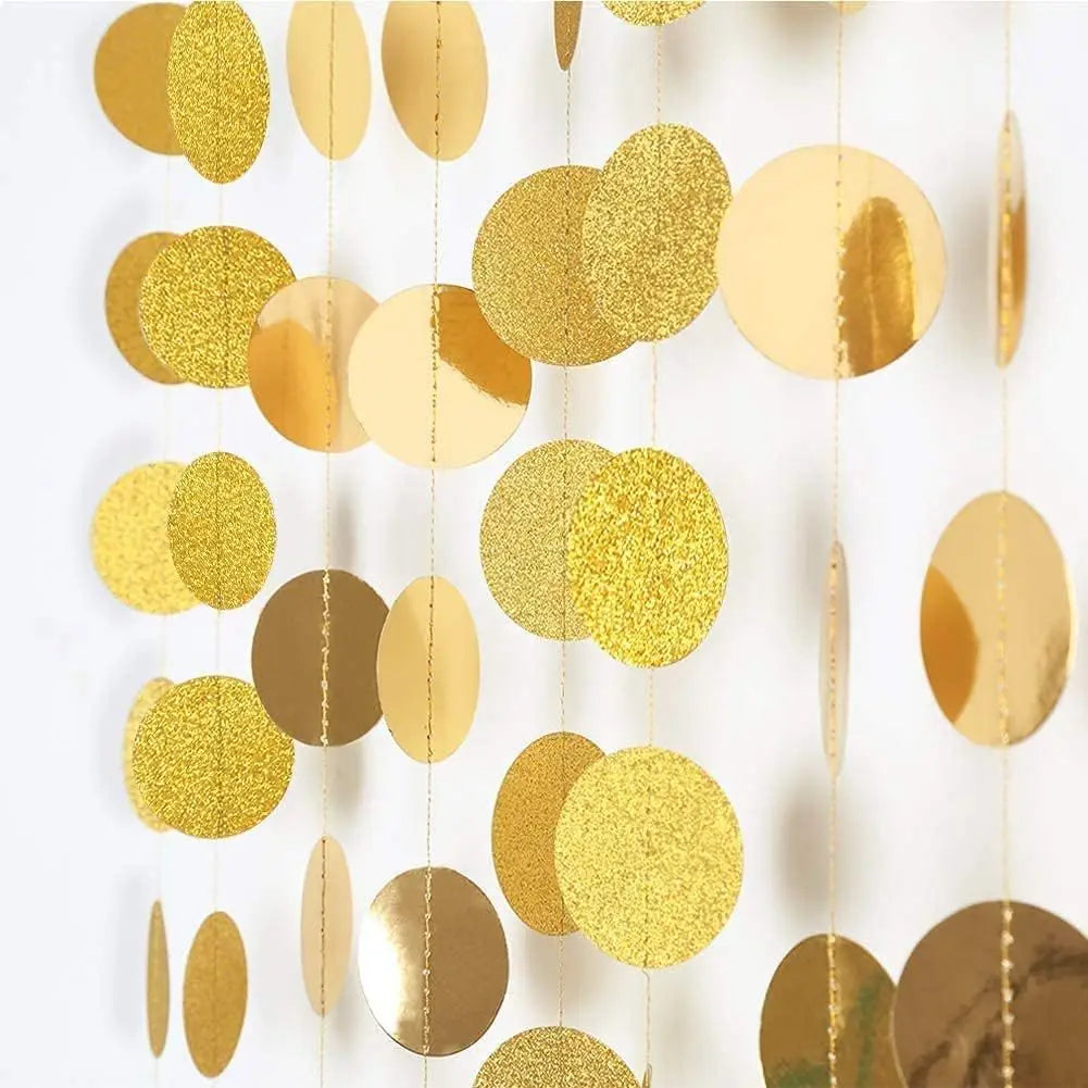 4M Glitter Champagne Gold Paper Banner Garland Happy Birthday Decoration for Adult Kids Boy Girl Baby Shower Wedding Party Decor