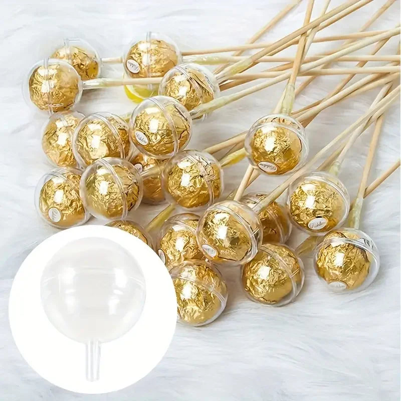 10pcs Chocolate Flower Holder Transparent Round Lid Acrylic Flower Cup Valentine's Day Bouquet Diy Material Flower Packaging