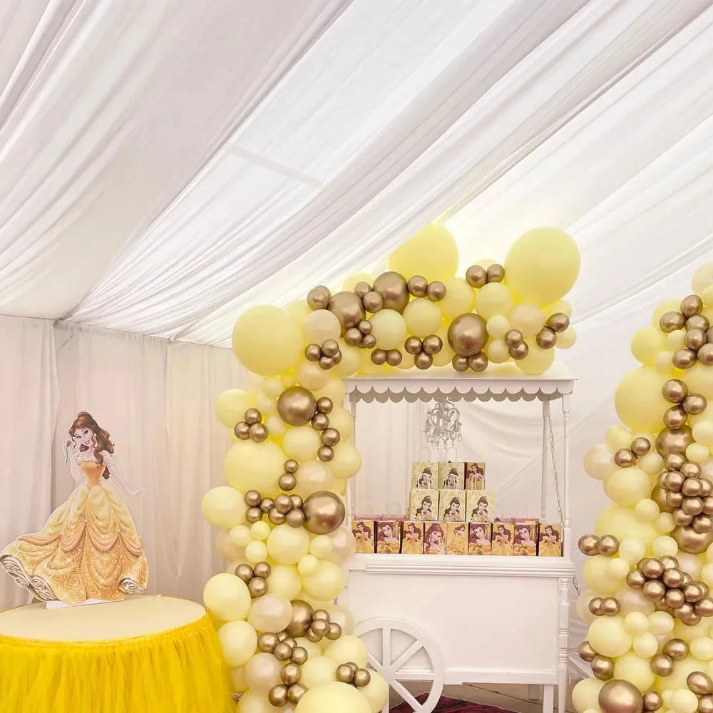97pcs Beauty and the Beast Princess Bella Balloon Garland Arch Kit Yellow Latex Balloon Birthday Party Decors Baby Shower Supply