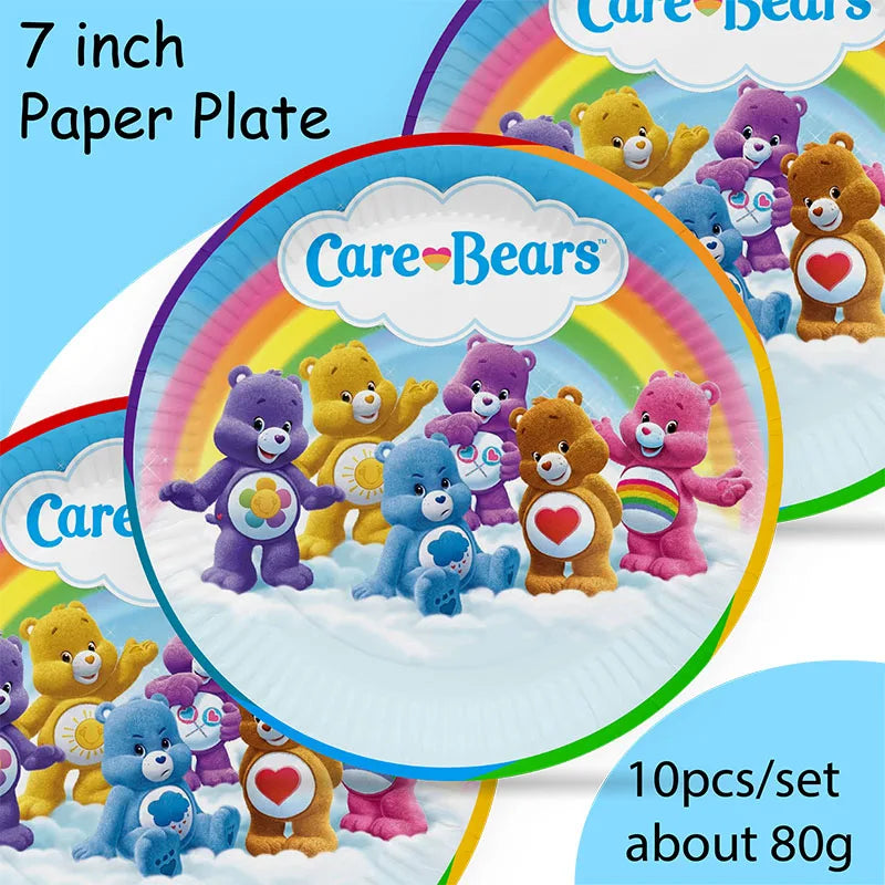 Rainbow Bears Birthday Decoration Angle Disposable Tableware Cup Plate Tablecloth Baby Shower Kids Girls Boy Party Supplies