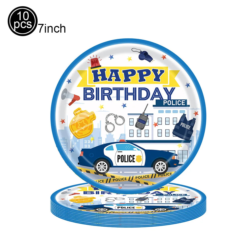 Police Party Birthday Decorations Tableware Police Party Plates Napkins Party Supplies Police Officer Theme Birthday Party Decor