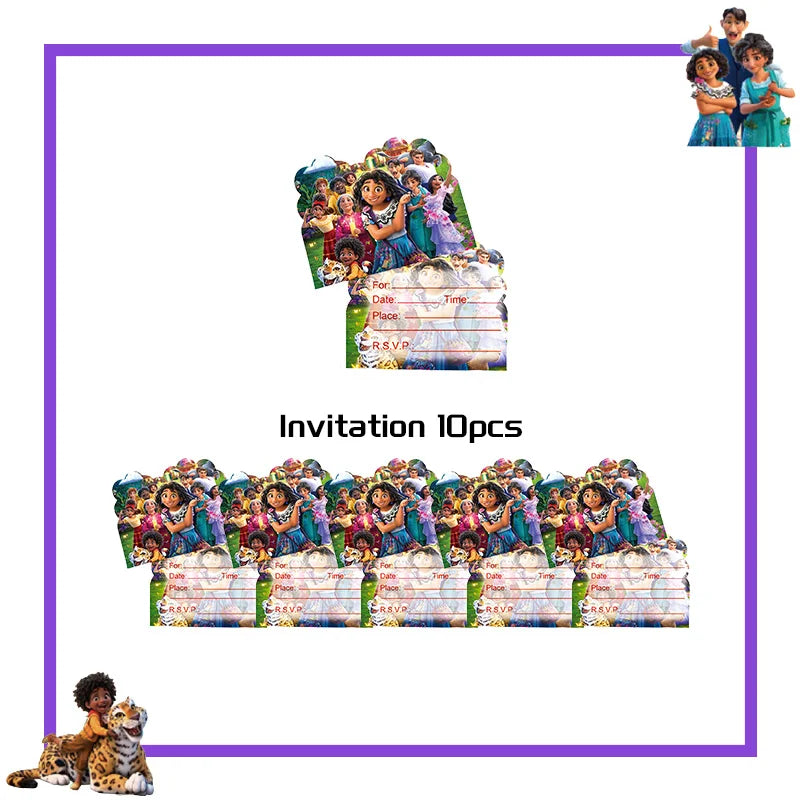Encanto Birthday Party Decoration Balloon For Kids Event Supplies Tableware Set Plates Cups Napkins Cake Toppers Candy Box