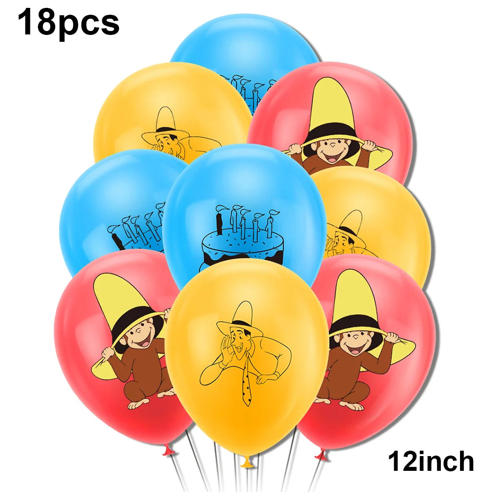Monkey Party Supplies George Birthday Decorations Monkey Paper Plates Straw for Dinner Monkey Balloon Cake Decor
