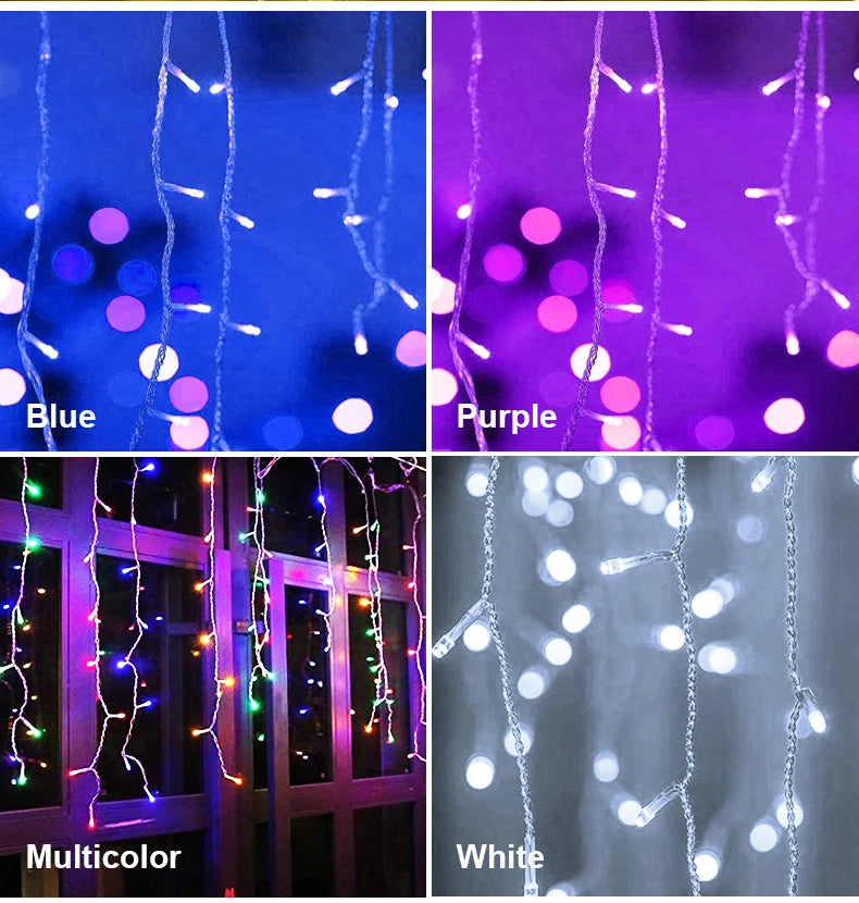 Curtain Icicle Light Indoor Outdoor Eaves Decor String Lights Garden Party Yard Christmas Decoration holiday Garlands 5m