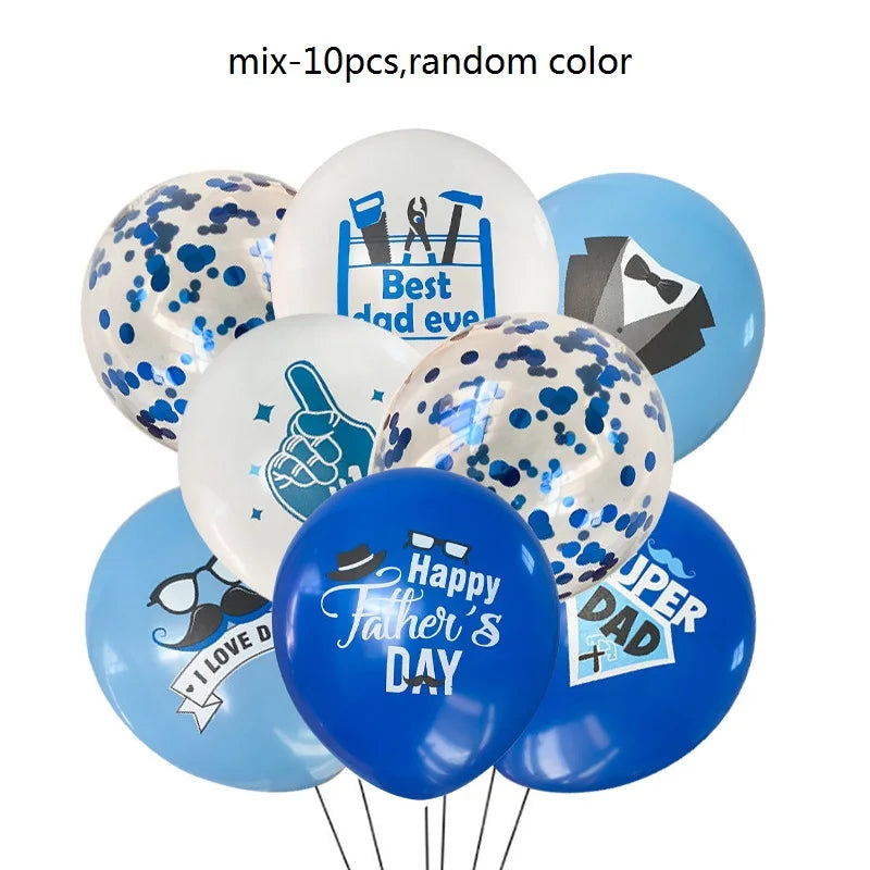 Latex Balloon for Father's Day Theme Party, Happy Father's Day, Super Dad Latex Balloons, 12in, 10PCs