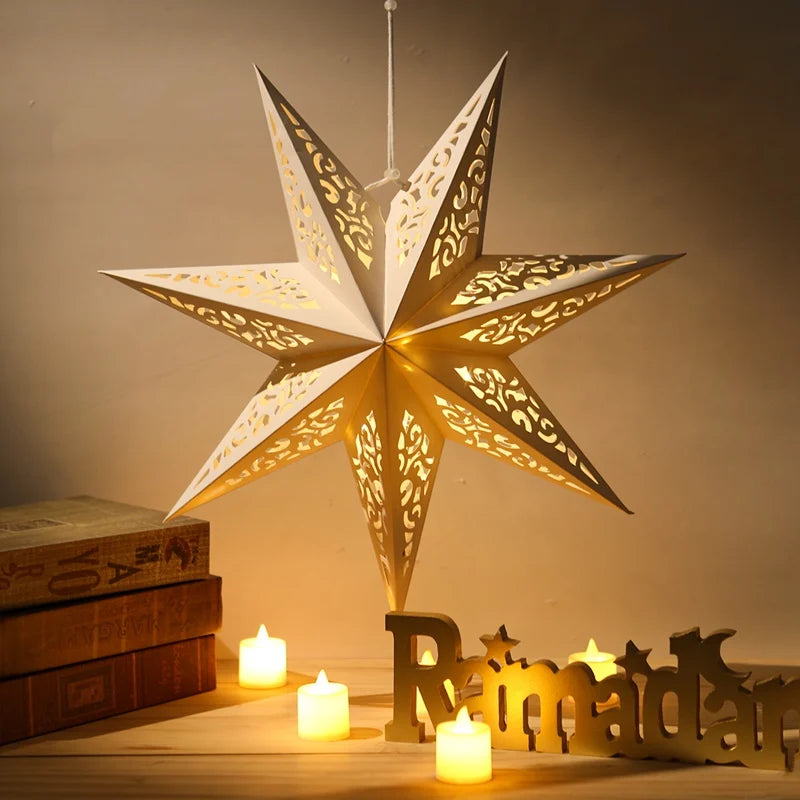 Hollow Star Hanging Pendants Ramadan Decorations 2025 for Home Ramadan Islamic Muslim Party Gifts Eid Mubarak Home Decorations