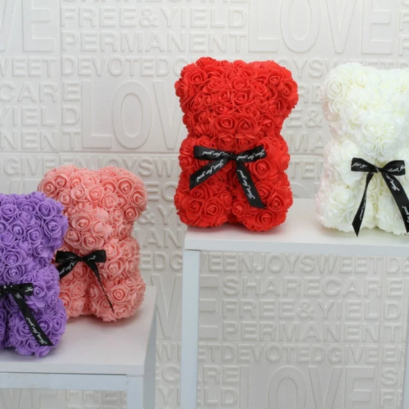 Romantic Valentine's DayCreative Eternal Flower Rose Bear Christmas Gift Rose Bear Hug Bear Wedding Flower Decoration Gift