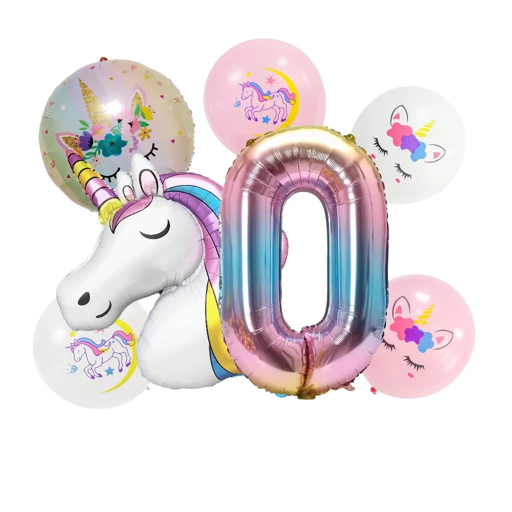 Unicorn Party Balloons Number Foil Balloons 1 2 3 4 Years Unicorn Birthday Party Decoration Rainbow Unicorn Balloons Baby Shower