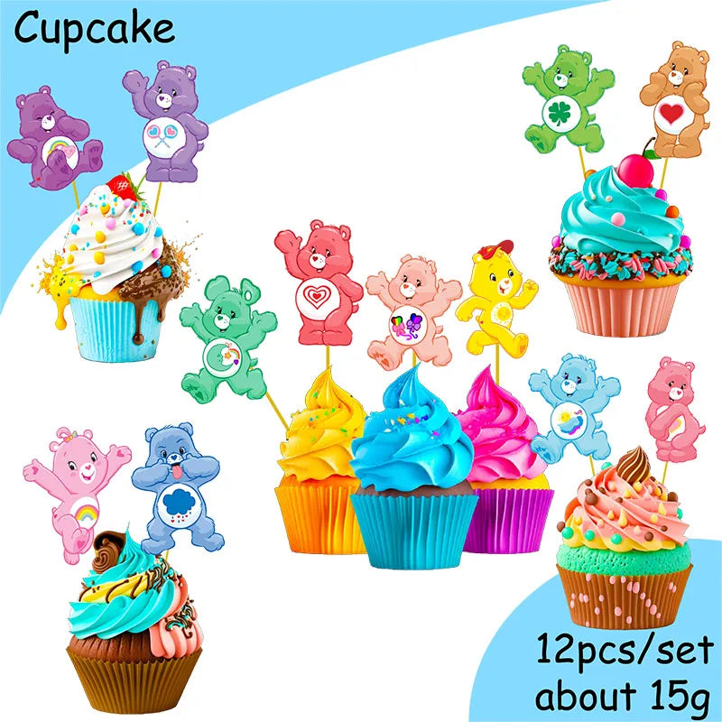 Rainbow Bears Birthday Decoration Angle Disposable Tableware Cup Plate Tablecloth Baby Shower Kids Girls Boy Party Supplies
