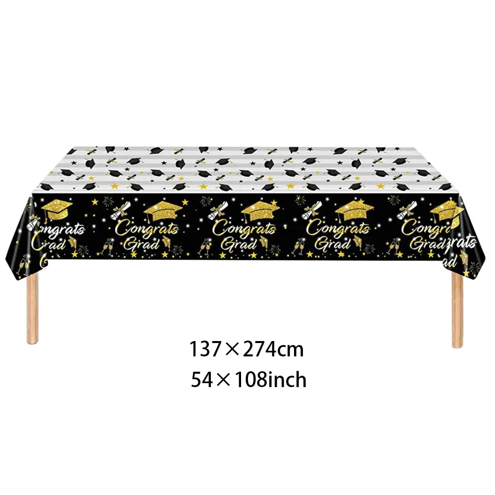 Congrats Graduation Party Tablecloth Table cover supplies Congrats Grad Tablecloth 2025 Congrats Grad Party decoration Banner