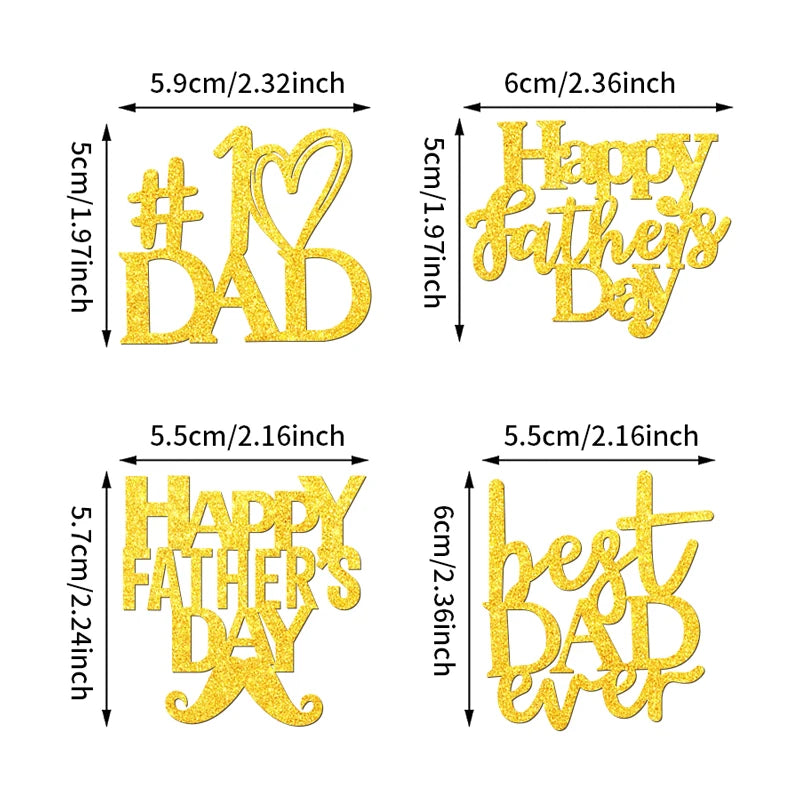 YOMDID 24Pcs Father's Day Cupcake Toppers Happy Cake Decorations Best Dad & Father's Day Cupcake Picks Cake Decorating Supplies