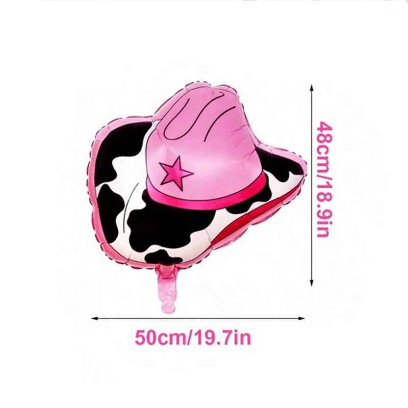 Western themed party balloons, including boots, cowboy hat foil balloons, suitable for birthday, bachelorette party decorations