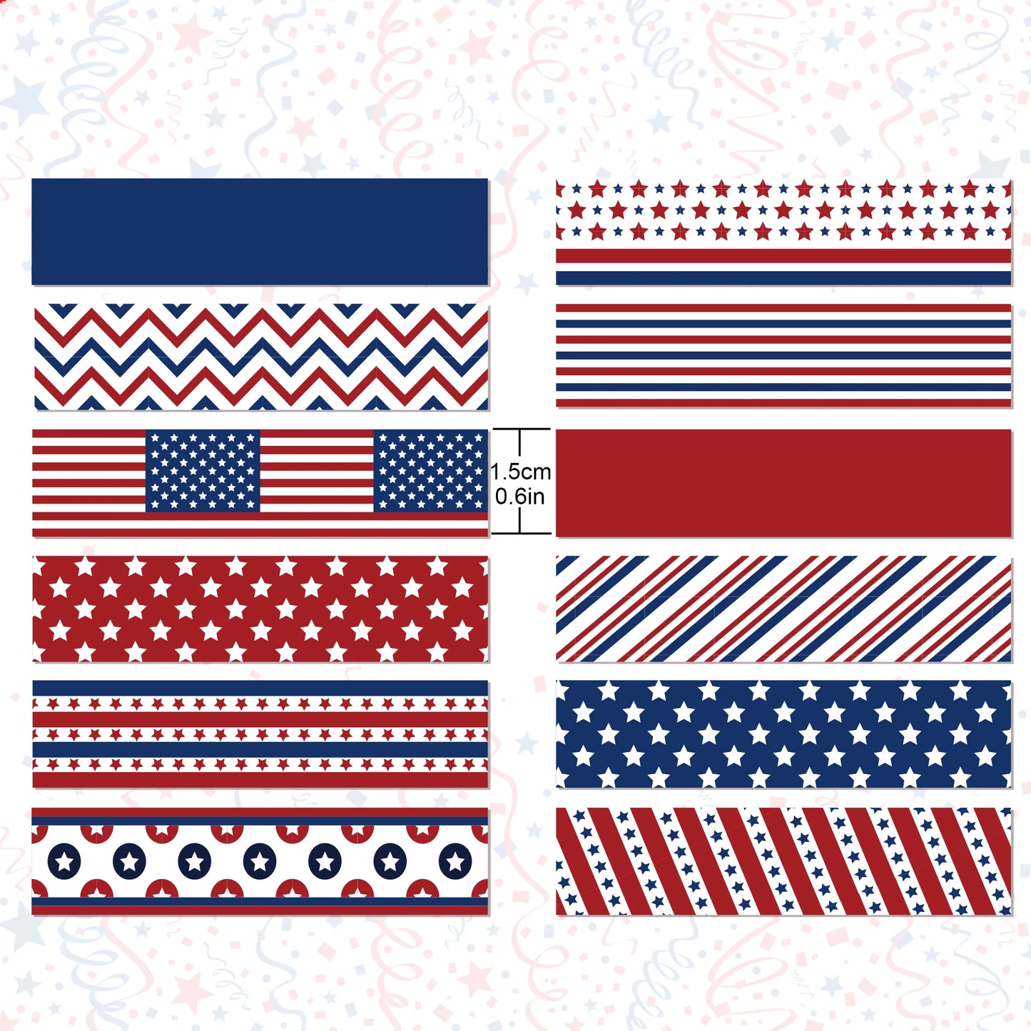 July 4th Day Independence Day Party Photobooth Props, Temporary Tattoo, Tablecover, Cake Stand, Washi Tape, Scrapbook Paper