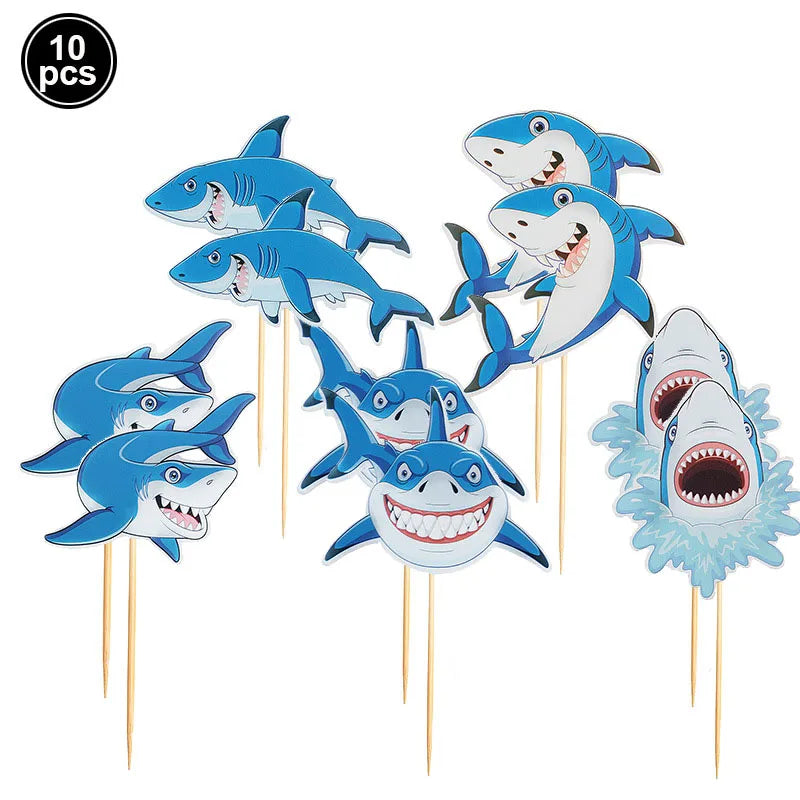 Shark Party Supplies Shark Birthday Tableware Shark Baby Shower Paper Cups Plates Napkins Ocean Shark Theme Party Decorations
