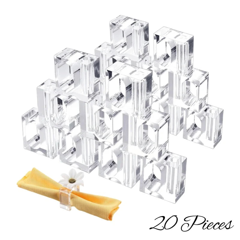 4-20Pcs Acrylic Napkin Rings Clear Napkin Holders Mini Flower Bud Vase for Wedding Birthday Banquet Table Decor