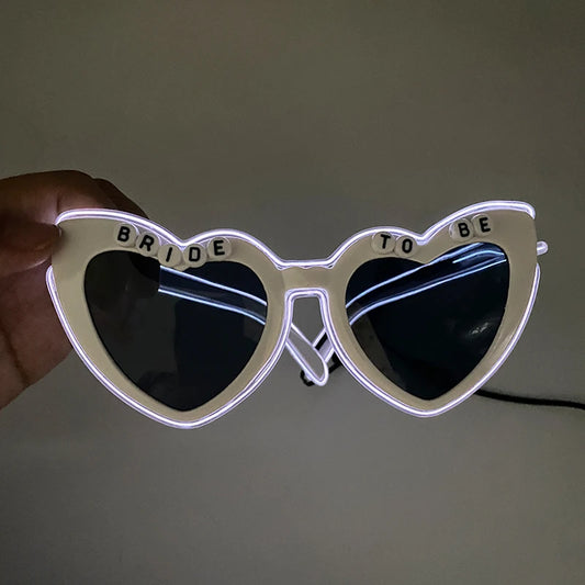 Heart Shaped LED Neon Glasses Luminous Bride To Be Glasses Bachelorette Party Bride Sunglasses gift Wedding Supplies