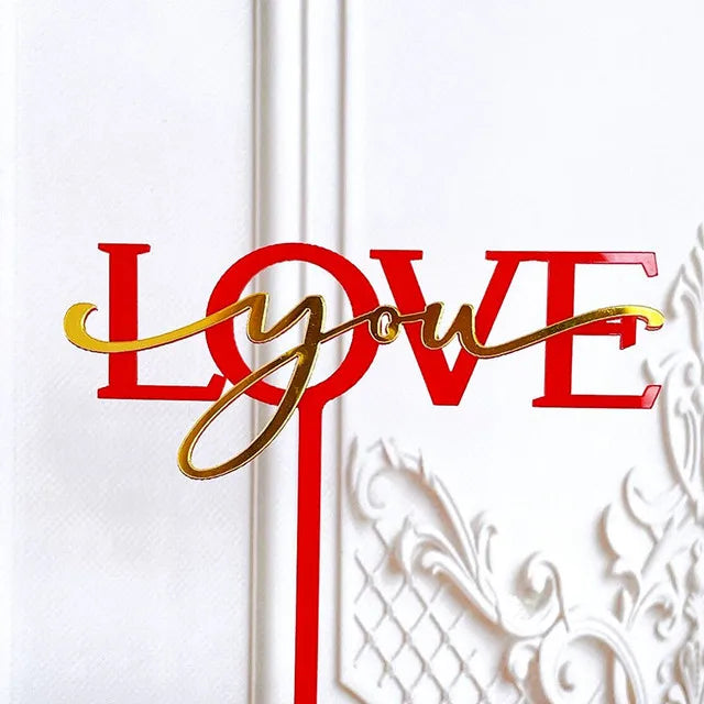 Big Red Love Wedding & Engagement Party Cake Toppers Acrylic Love Valentine's Day Cake Topper for Wedding Party Cake Decorations