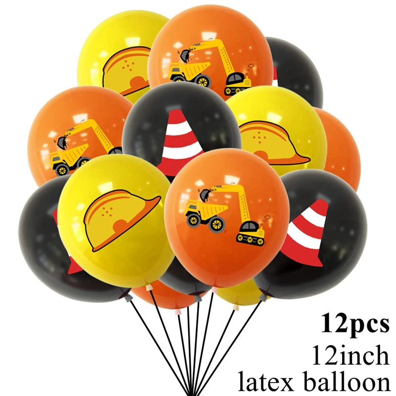 Excavator Car Crane Tractor Birthday Cake Topper Construction Party Decor Boy Kid Baby Shower 1st Birthday Party Cake Baking Kit