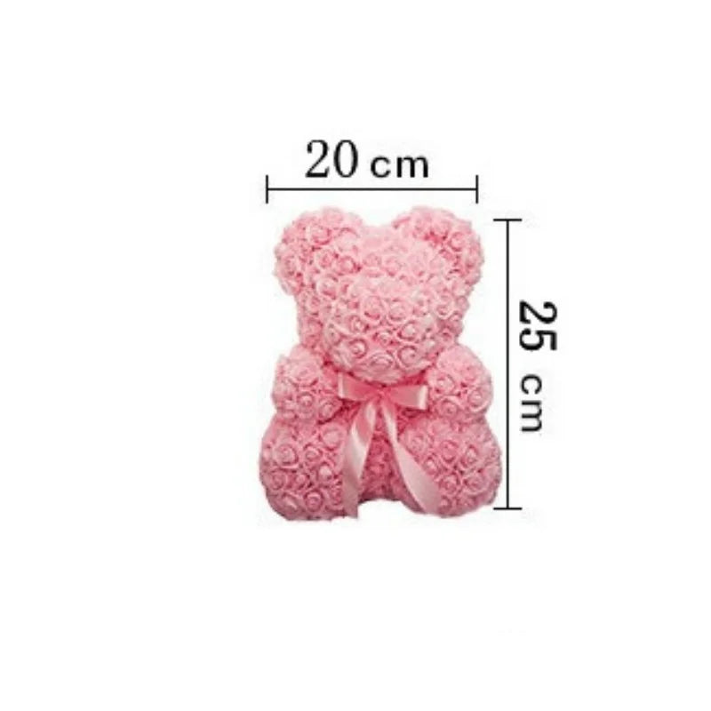 Romantic Valentine's DayCreative Eternal Flower Rose Bear Christmas Gift Rose Bear Hug Bear Wedding Flower Decoration Gift