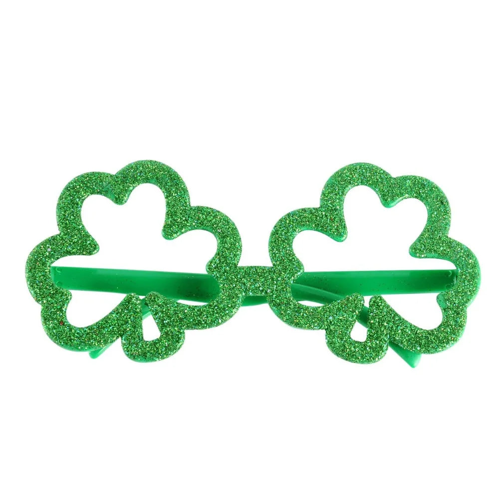 1pc St. Patrick's Day Irish Shamrock Sunglasses Green Four Leaf Clover Leprechaun Costume Glasses Party DIY Decor Supplies