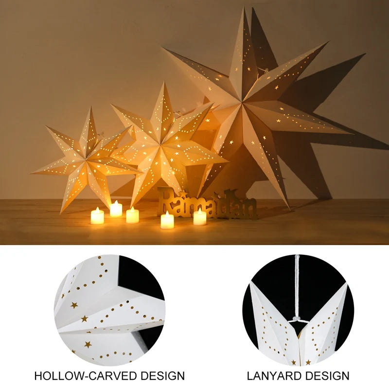 Hollow Star Hanging Pendants Ramadan Decorations 2025 for Home Ramadan Islamic Muslim Party Gifts Eid Mubarak Home Decorations