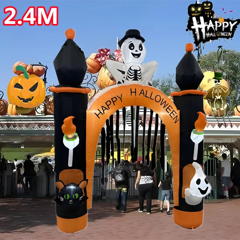 Halloween Inflatable Arch Toys Model Built-in LED Light Pumpkin Prop Outdoor Indoor Home Garden Party Terror Decoration