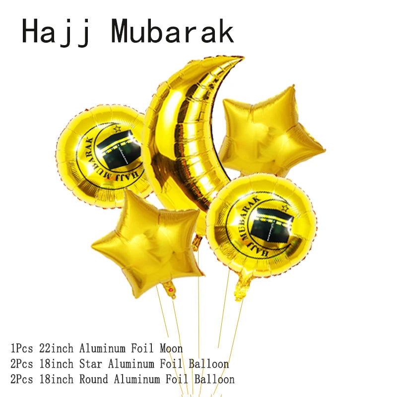 Black Gold Umrah Mubarak Latex Confetti Balloon Eid Mubarak Islamic Muslim Pilgrimage Festival Party Decor Supplies