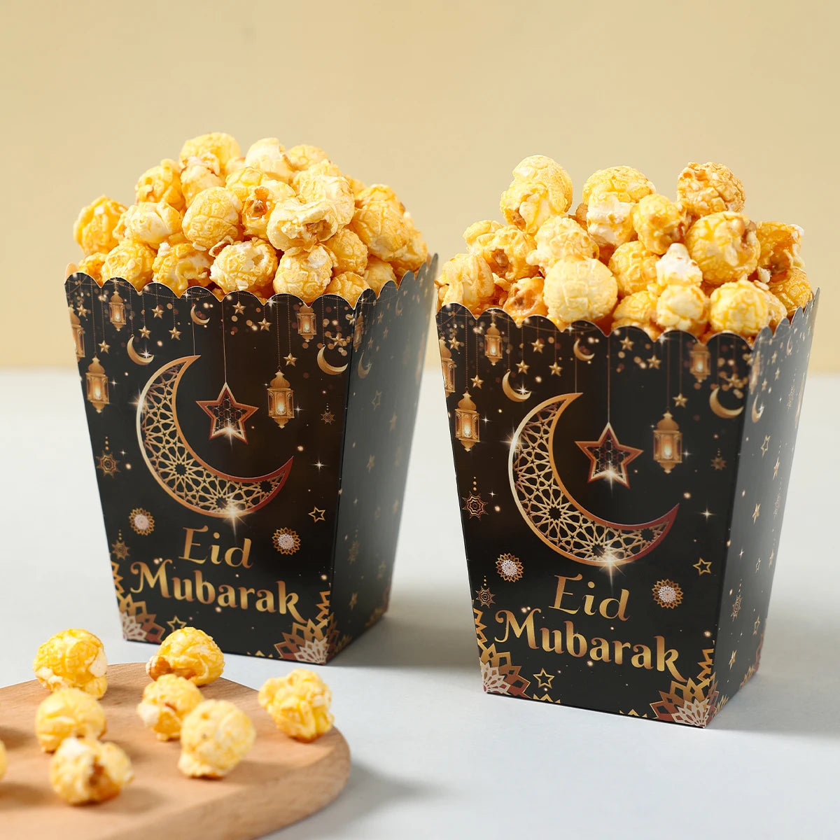 EID Mubarak Popcorn Box Biscuit Gift Box Ramadan Decoration 2025 For Home EID Mubarak Islamic Muslim Party Decor Eid al-Fitr