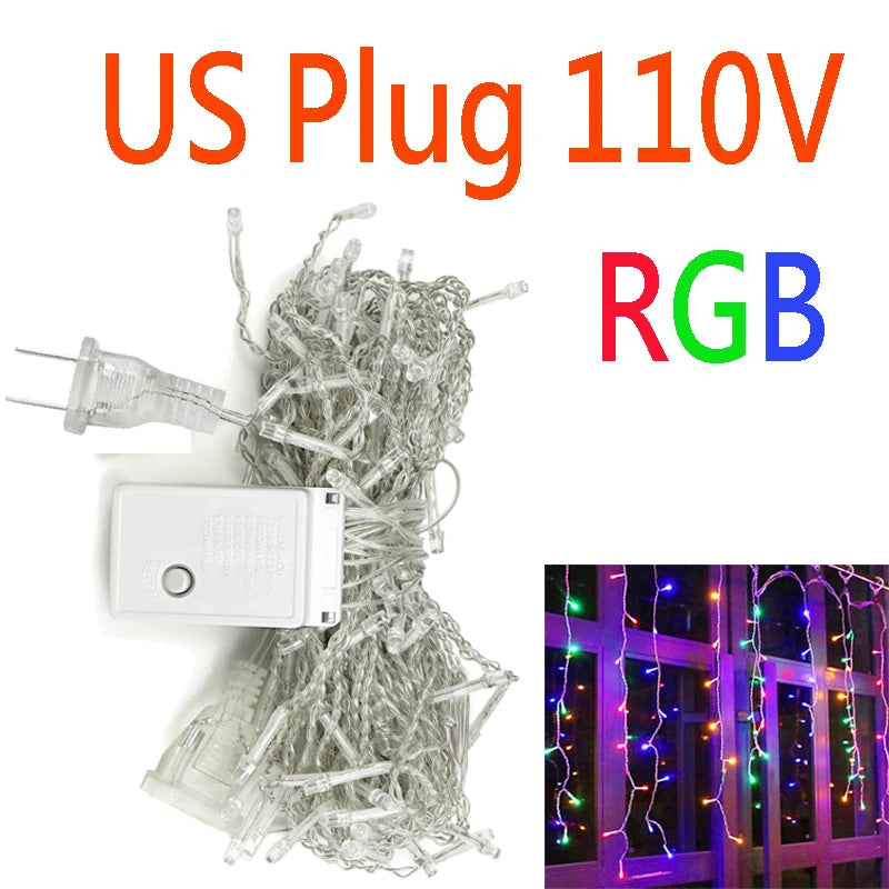 Curtain Icicle Light Indoor Outdoor Eaves Decor String Lights Garden Party Yard Christmas Decoration holiday Garlands 5m