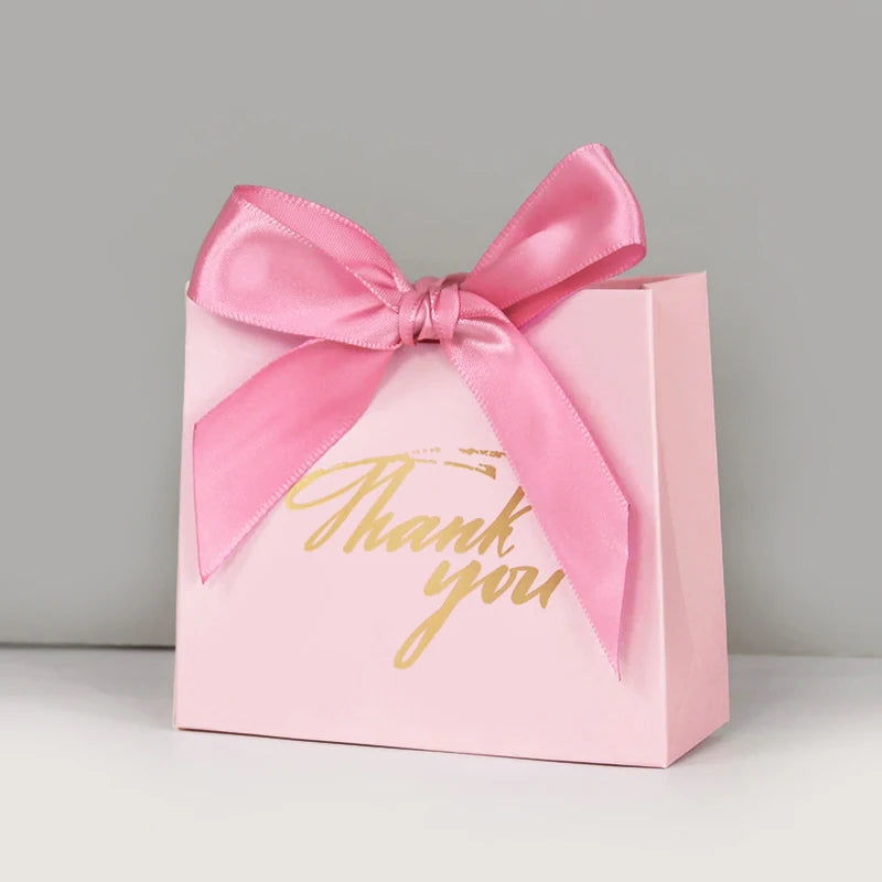 5/10pcs Thank You Candy Box With Ribbon Small Gift Packing Bag For Christmas Wedding Baby Shower Birthday Party gift for guests
