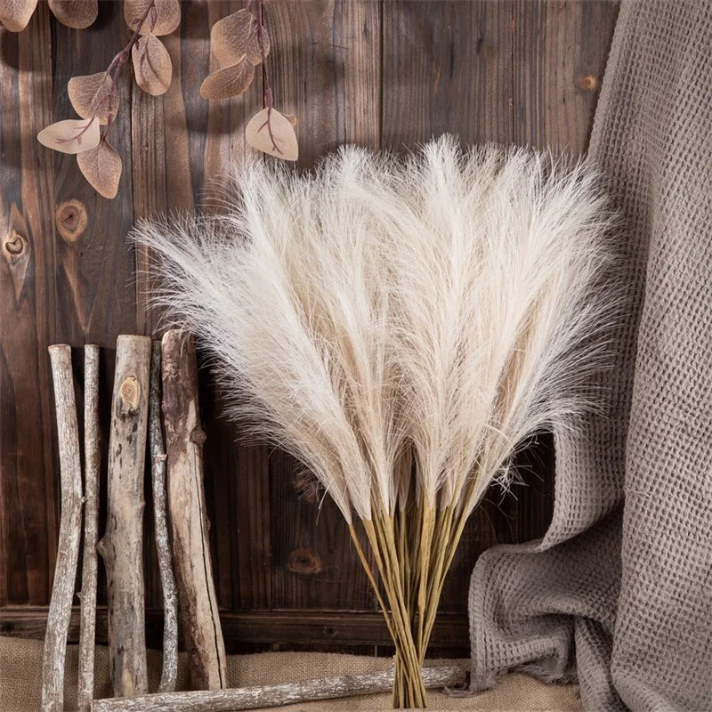 10pcs Artificial Reed Ins Wind Bouquet Imitation Flowers Bohemian Home Living Room Decor Fake Reed Christmas Wedding Decoration