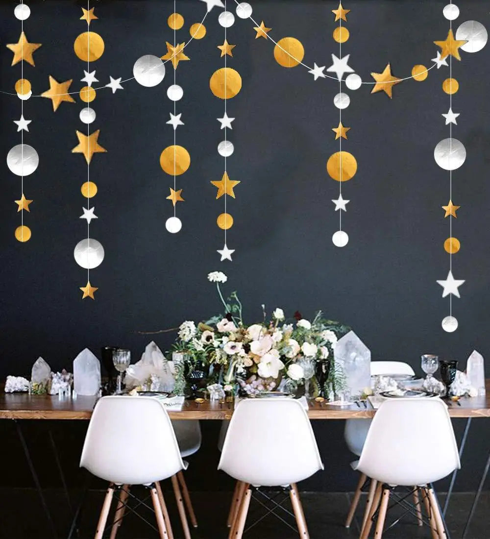 4M Glitter Champagne Gold Paper Banner Garland Happy Birthday Decoration for Adult Kids Boy Girl Baby Shower Wedding Party Decor