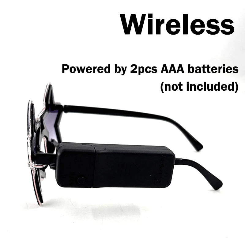 Wireless EL Glowing Party Glasses LED Light Up Five Stars Glasses Birthday Wedding Halloween Supplies Night Club Disco Props