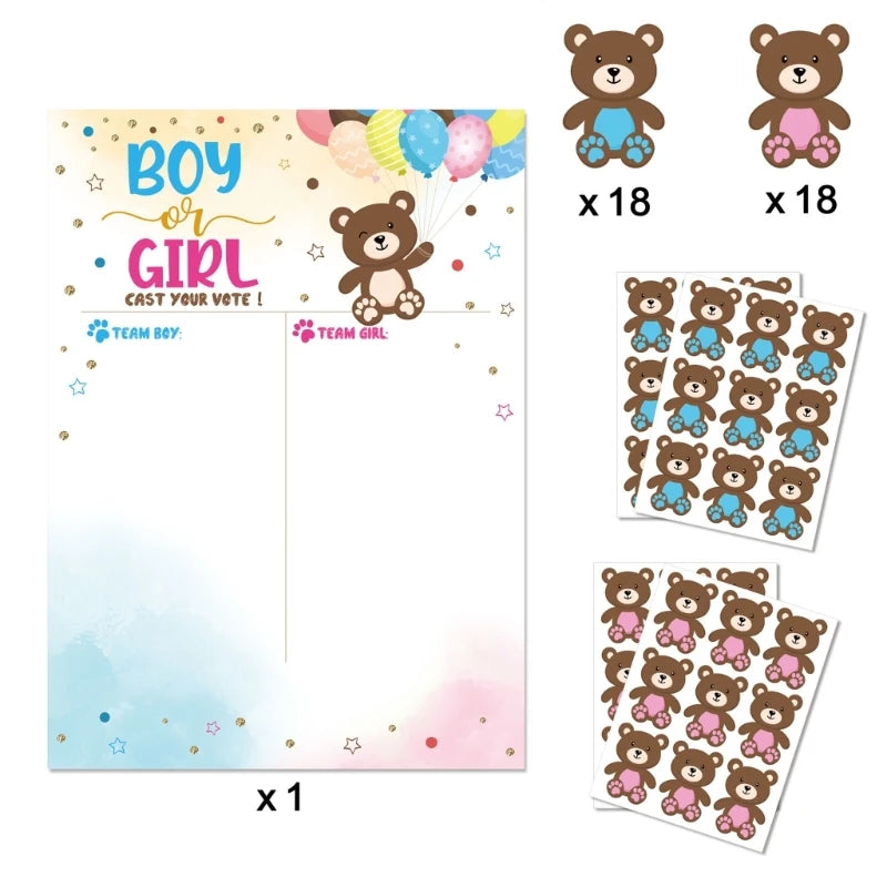 Boy or Girl Gender Reveal Game Cloud Poster with Voting Stickers Gender Baby Gender Prediction Decoration Baby Shower
