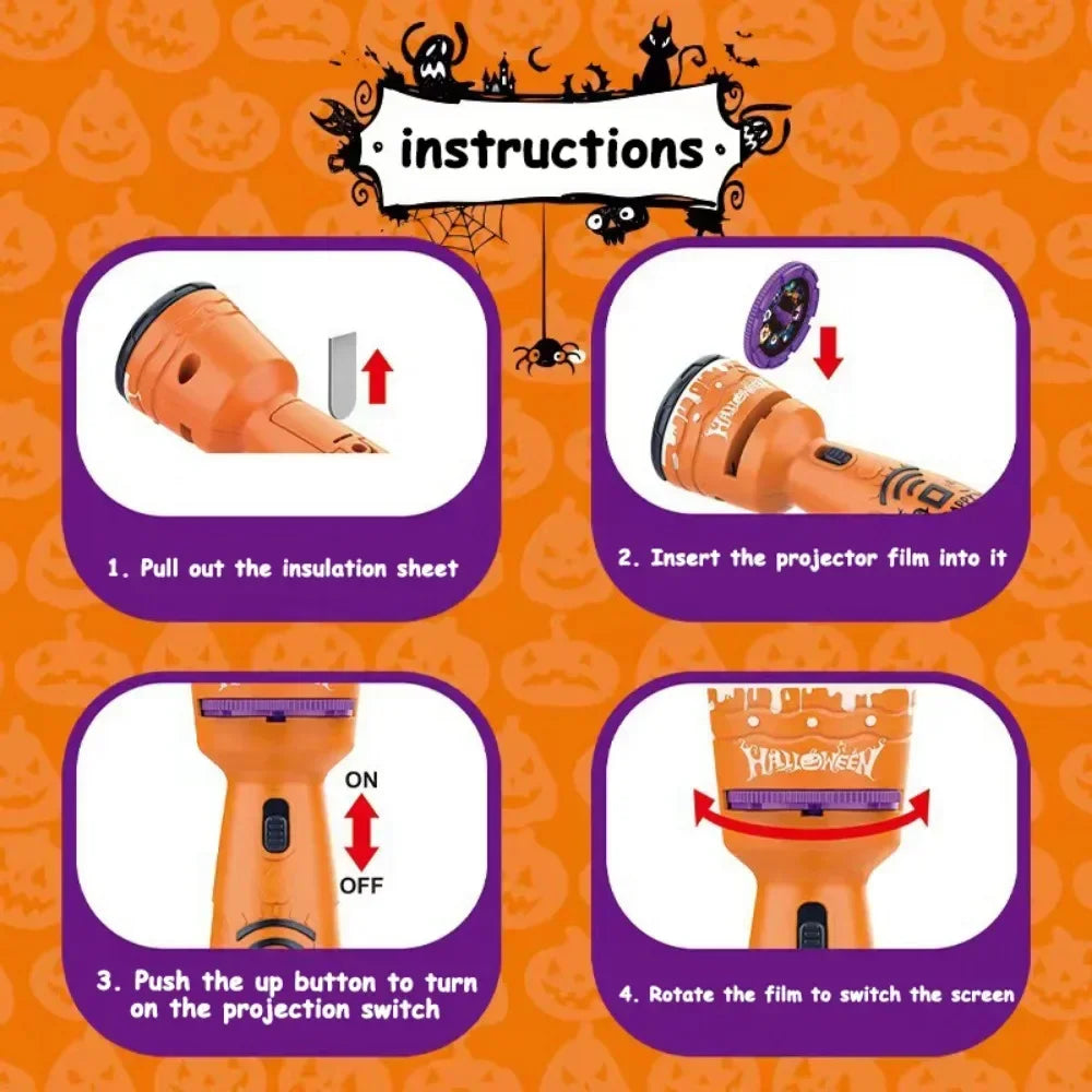 Halloween Projection Flashlight, Early Education Puzzle Development Toy, 24 Patterns Projector Torch Baby Toys, Hallowmas Gifts