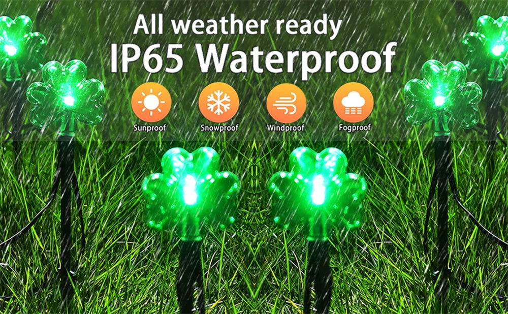 100 LED St Patricks Day Decorations Lights Solar Shamrock String Lights, Outdoor Solar Powered Garden Pathway Lights 635