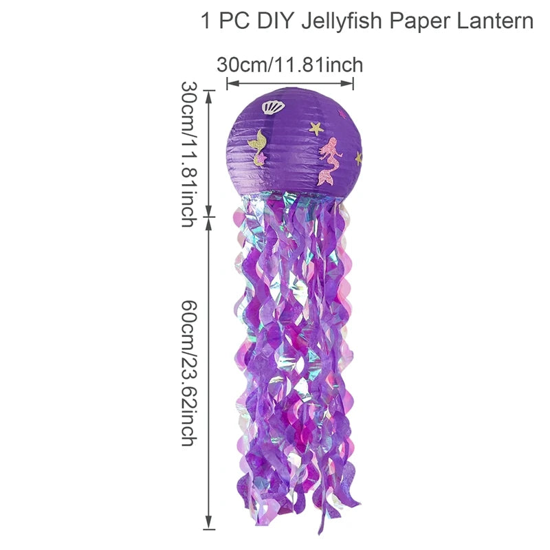 Mermaid Party Decorations Litte Mermaid Jellyfish Paper Lantern Under the Sea Party Decor Girl Babyshower Mermaid Birthday Decor