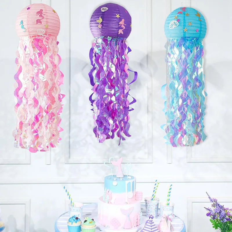 Mermaid Party Decorations Litte Mermaid Jellyfish Paper Lantern Under the Sea Party Decor Girl Babyshower Mermaid Birthday Decor
