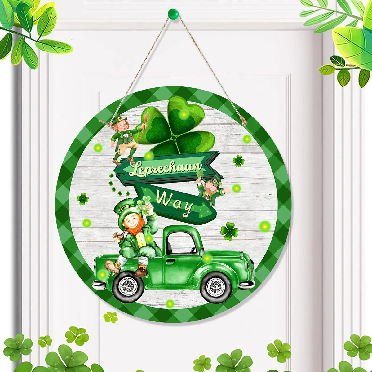 Happy St Patricks Day Welcome Door Sign Decorations Saint Patricks Day Wooden Sign Hanging