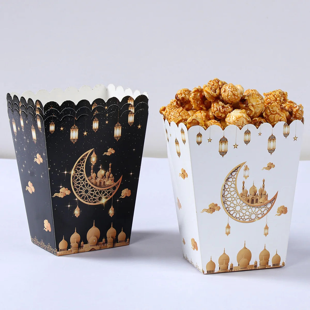 EID Mubarak Popcorn Box Biscuit Gift Box Ramadan Decoration 2025 For Home EID Mubarak Islamic Muslim Party Decor Eid al-Fitr