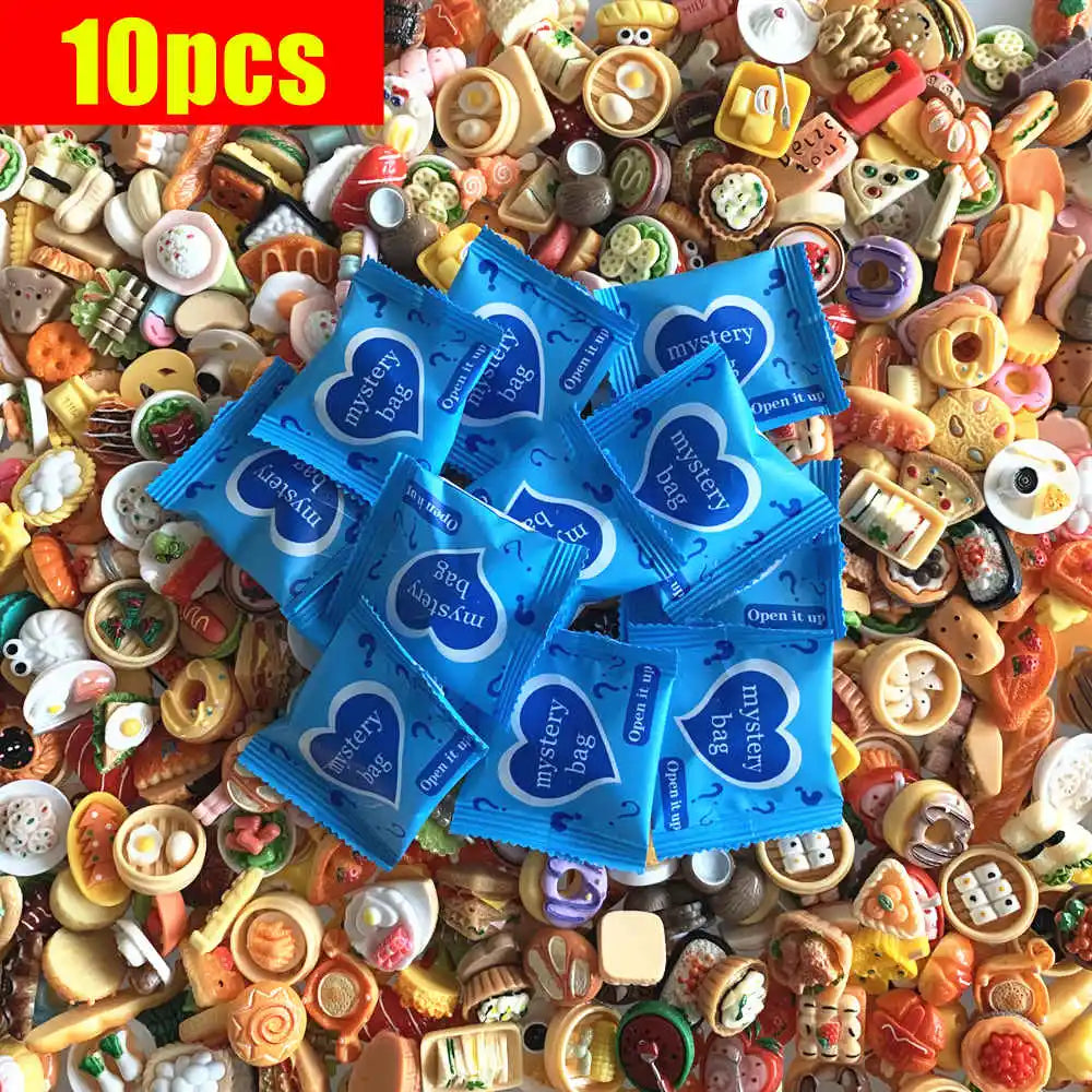 10/30/60pcs Blind Bags Mixed Styles Tiny Food Miniature Simulated Mini Food Miniature Mystery Bags for Dollhouse Decor, Gifts