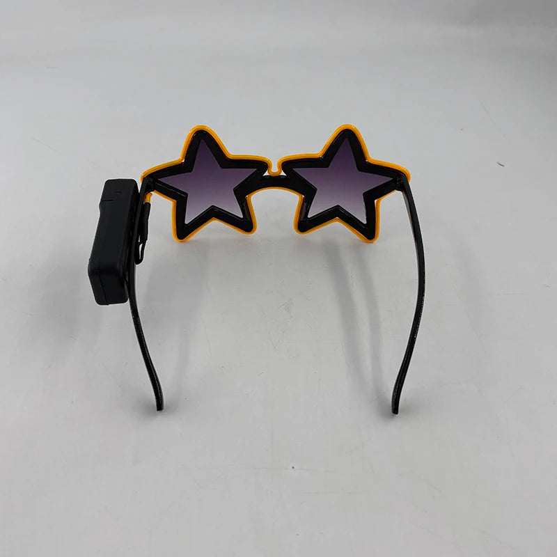 Wireless EL Glowing Party Glasses LED Light Up Five Stars Glasses Birthday Wedding Halloween Supplies Night Club Disco Props